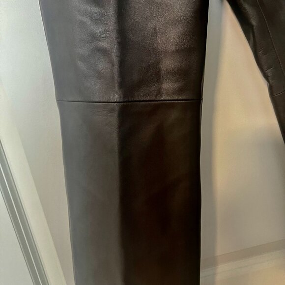 Vintage Lord & Taylor Brown 100% Leather Pants Classic Straight Leg Size 6P - Picture 8 of 12